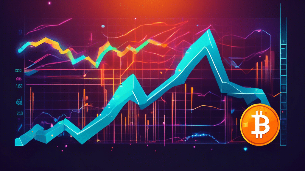 Create an image depicting a dynamic financial market scene, with a futuristic graph showing Bitcoin's price reaching $25K. Highlight a digital dashboard featuring the Bitcoin Hash Ribbon indicator sig