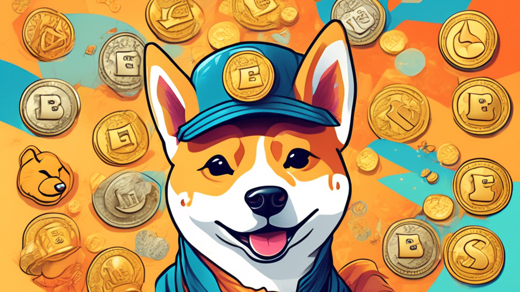 Create a vibrant and dynamic digital illustration depicting the resurgence of memecoins. Show a graph indicating the significant price surge of 'Dogwifhat' by 46% in September. Feature a whimsical, ca